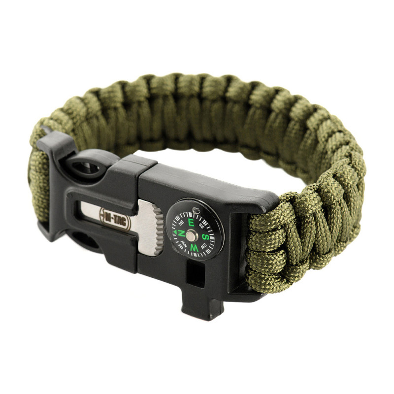 M-Tac браслет паракорд з компасом, висікачем іскор і свистком Olive M-Tac браслет паракорд з компасом, висікачем іскор і свистком Olive