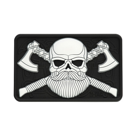 M-Tac нашивка Bearded Skull 3D PVC Black/White