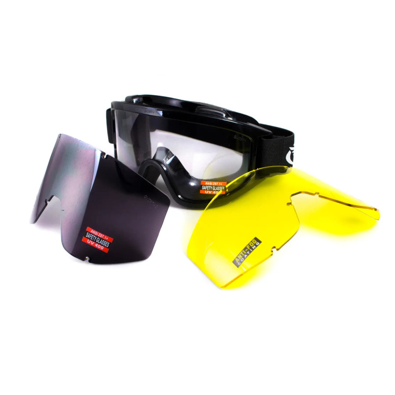 Окуляри захисні тактичні Global Vision Wind-Shield 3 lens KIT Anti-Fog, три змінних лінзи Окуляри захисні тактичні Global Vision Wind-Shield 3 lens KIT Anti-Fog, три змінних лінзи