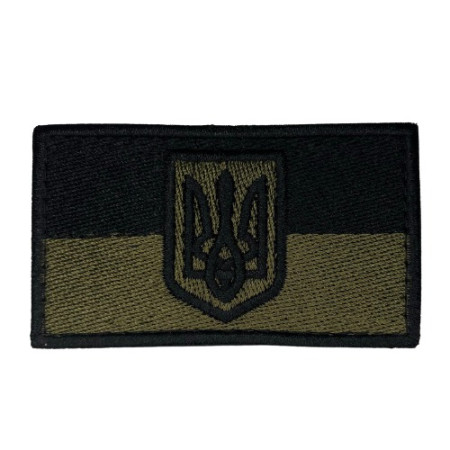 Нашивка прапор України з гербом олива/чорний