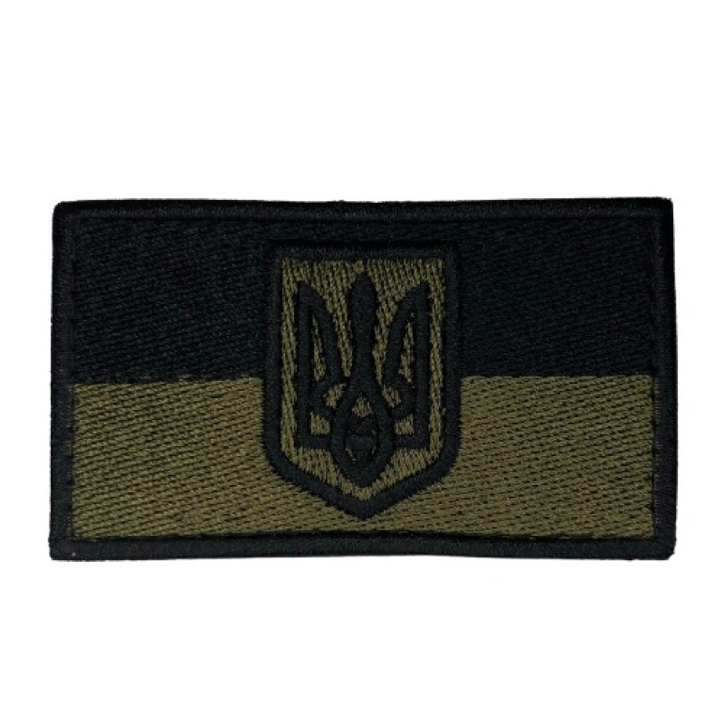 Нашивка прапор України з гербом олива/чорний Нашивка прапор України з гербом олива/чорний
