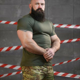 Футболка з принтом Дівчина Мілітарі Tactical Pin-up CoolMax Олива