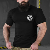 Футболка з принтом Дівчина Мілітарі Tactical Pin-up Стрейч-котон Чорна