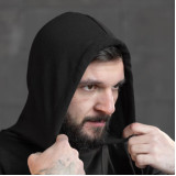 Зимова Кофта Толстовка Худі на флісі з принтом Череп фак Чорна