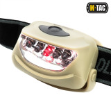 M-Tac ліхтарик налобний на батарейках  4+1 LED світла олива