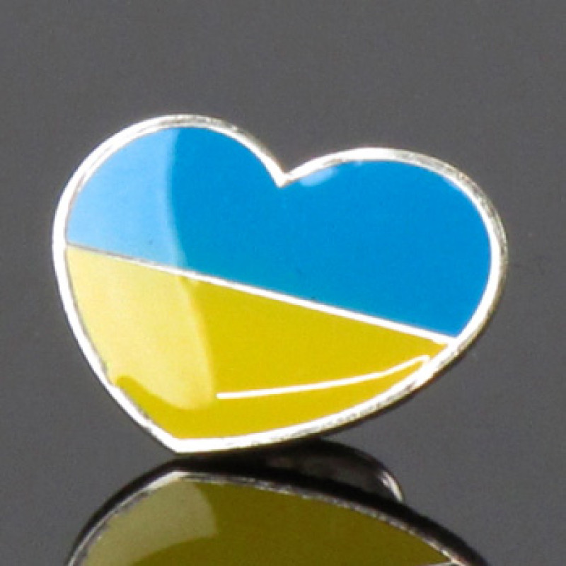 Значок Україна в серці синьо-жовтий Значок Україна в серці синьо-жовтий